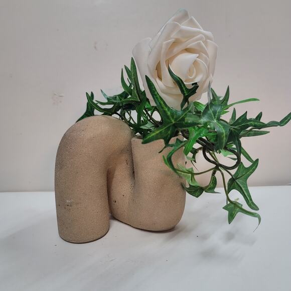 Free-form vase Southwestern Modern Adobe 4" tall tubular Ceramic slight texture - Picture 2 of 8